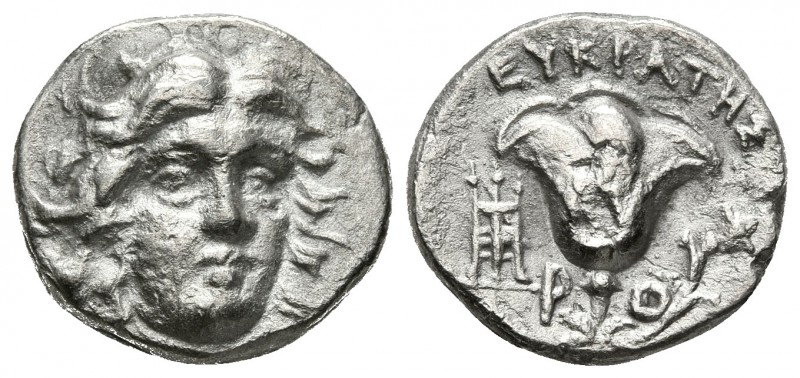 RHODOS, Rhodas. Dracma. 229-205 a.C. Eukrates. A/ Cara de Helios ligeramente a d...