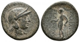 SELEUKOS II Kallinikos. Sardeis. 246-226 a.C. Reino Seleucida. A/ Cabeza de Athena con casco a derecha. R/ Apolo estante portando arco y flechas. SC 6...