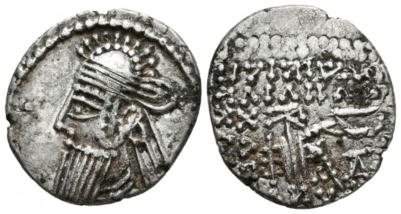 VOLOGASES IV. Dracma. 147-191 a.C. Ekbatana (Reino Parto). A/ Busto diademado co...