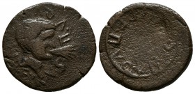 CARTAGONOVA. Semis. Epoca de Augusto. 27 a.C.-14 d.C. Cartagena (Murcia). A/ Cabeza masculina del dios fluvial a derecha. HIBERVS II V QVNQ. R/ C. LVC...