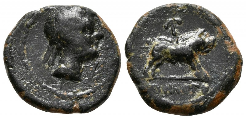 CASTULO. Cuadrante. 180 a.C. Cazlona (Jaén) A/ Cabeza masculina diademada a dere...