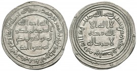 CALIFATO OMEYA DE DAMASCO. Abd Al-Malik I. Dirham. 85H. Wasit. Album 1261. Ar. 2,89g. EBC.