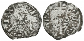 PEDRO I DE ARAGON. Dinero. (1196-1213). Aragón. Cru.V.S. 302; Cru.C.G. 2116. Ve. 0,41g. Cospel faltado y grieta. MBC-. Escasa.