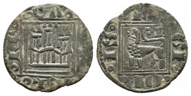 ALFONSO X. Obolo. (1252-1284). Burgos B sobre la cola del león. AB 281.3. Ve. 0,68g. MBC/MBC-.