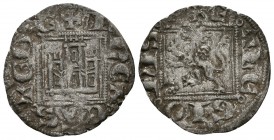 ALFONSO XI. Novén. (1312-1350). Sin marca de ceca. Flor de 5 pétalos delante del león. AB 354var. Ve. 0,74g. MBC.