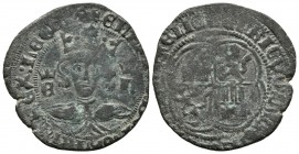 ENRIQUE II. Real de vellón. (1368-1379). Sin marca de ceca. AB 432.3. Ve. 3,31g. MBC-.