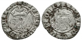 JUAN I. 1/2 Blanca del Agnus Dei. (1379-1390). Sevilla. AB 562. Ve. 0,69g. MBC-. Escasa. Ex. Aureo 01-03-2000 Nº1392.
