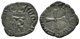 JUAN Y CATALINA. Cornado. (1483-1512). Navarra. Sin gráfila de puntos interna en ambas caras. Cru.V.S. 293. Ae. 0,97g. MBC-. Escasa.