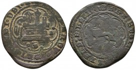 REYES CATOLICOS. 4 Maravedís. (1474-1504). Burgos. A/ Valor IIII con punto encima y venera, bajo el castillo B. R/ Venera bajo el león. Cal-524. Ae. 1...