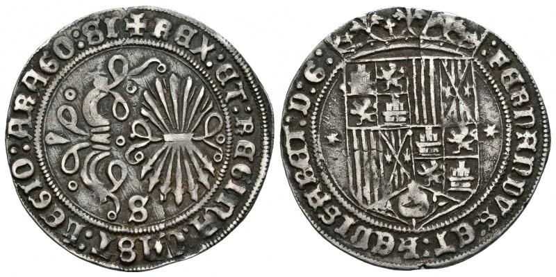 REYES CATOLICOS. 1 Real. (1474-1504). Sevilla. Haz de 7 flechas. Estrellas de 6 ...