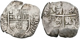 FELIPE II. 4 Reales. 1592. Sevilla B. Cal-401. Ar. 13,58g. MBC. Escasa.