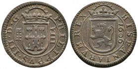 FELIPE III. 8 Maravedís. 1606. Segovia. Cal-762; J.S. D-222. Ae. 5,82g. MBC+.