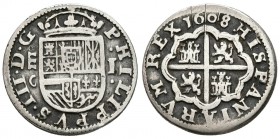 FELIPE III. 1 Real. 1608. Segovia C. Cal-472. Ar. 3,03g. MBC.