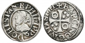 FELIPE III. 1/2 Croat. 1611. Barcelona. Cal-534; Cru.C.G. 4342. Ar. 1,61g. MBC.
