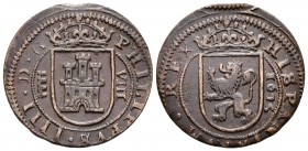 FELIPE IV. 8 Maravedís. 1625. Segovia. Cal-1528; J.S. F-274. Ae. 6,00g. Ligeramente desplazada. MBC+.