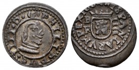 FELIPE IV. 4 Maravedís. 1663. Burgos R. Cal-1272; J.S. M-41. Ae. 1,20g. MBC+. Escasa.
