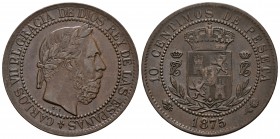 CARLOS VII. 10 Céntimos. 1875. Bruselas. Cal-8. Ae. 9,63g. MBC.