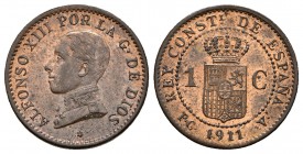 ALFONSO XIII. 1 Céntimo. 1911 *1. Madrid PCV. Cal-78. Ae. 0,96g. Brillo original. EBC.