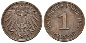 ALEMANIA. 1 Pfennig. 1891 J. Km#10. Ae. 2,00g. MBC+.