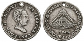 BOLIVIA. Medalla-Módulo de 1 Sol. 1842. A/ Busto de José Ballivian, alrededor AL ILUSTRE VENCEDOR DE YNGAVI. R/ Cerro de Potosí, alrededor LOS ASOGUER...