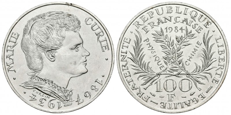 FRANCIA. 100 Francs. 1984. Marie Curie 1867-1934. Gad. 899. Ar. 15,01g. SC.