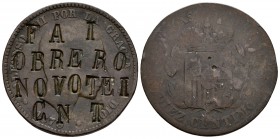 RESELLO POLITICO. 10 Céntimos. 1879. Resello FAI-OBRERO-NO VOTEI-CNT. Ae. 9,44g. MBC.