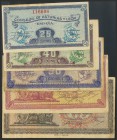 Conjunto de la serie completa de 5 billetes (25, 40 y 50 Céntimos y 1 y 2 Pesetas) de los billetes emitidos por el Consejo de Asturias y León en el añ...