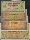 Conjunto de 4 billetes de 25 Pesetas (Serie A), 50 Pesetas (Serie A), 100 Pesetas (Serie B) y 500 Pesetas (Serie A), emitidos el 20 de Mayo de 1938, e...