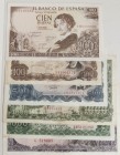 Conjunto de seis billetes emitidos entre 1965 y 1976. SC/BC.