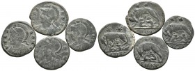 IMPERIO ROMANO. Lote compuesto por 4 follis de Urbs Roma. Conteniendo las siguientes cecas: Cyzicus (SMKE), Roma (RPQ-R Corona S) y Siscia (ASIS·). Ae...