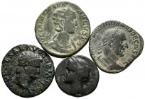 IMPERIO ROMANO. Lote compuesto por 5 monedas. TRAJANO DECIO. Sestercio. RIC 101b, JULIA MAMAEA. Sestercio. RIC 708 (Alexander), NERON. As. RIC 543 y C...