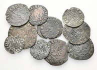 EPOCA MEDIEVAL. Lote compuesto por 11 monedas de la ceca de Sevilla. Sancho IV. Cornado; Alfonso XI. Novén; Enrique III. 1/2 Blanca y Blanca (3); Juan...