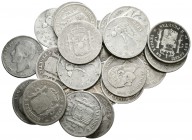 CENTENARIO DE LA PESETA. Lote compuesto por 22 monedas de plata de 2 Pesetas. I República. 1870. *70-74 (13) y Alfonso XII. 1879 (2), 1882 (5, una de ...