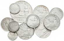 GOBIERNO PROVISIONAL. Lote compuesto por 12 monedas de plata, conteniendo: 20 Céntimos. 1869 *6-6. SNM (copia antigua), 50 Céntimos. 1869. SNM (copia ...