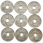 ESTADO ESPAÑOL. Lote compuesto por 9 monedas de 50 Céntimos 1949 *19-51, Flechas invertidas. Cal-104. CuNi. MBC-/EBC-.
