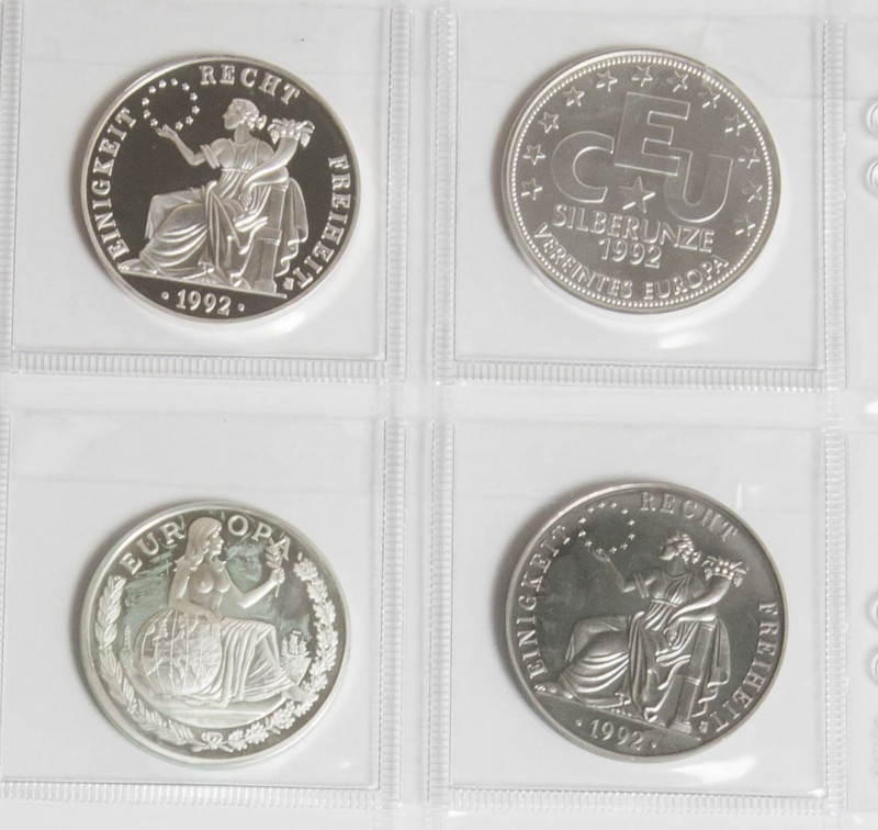 ALEMANIA. Conjunto de 4 monedas de 1992 y 1995, incluyendo del año 1992: 1 Ecu (...