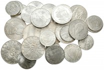 AUSTRIA. Lote compuesto por 27 monedas de plata, valores 5, 10, 25 y 50 Schillings y tipos diferentes. MBC/SC. A EXAMINAR.