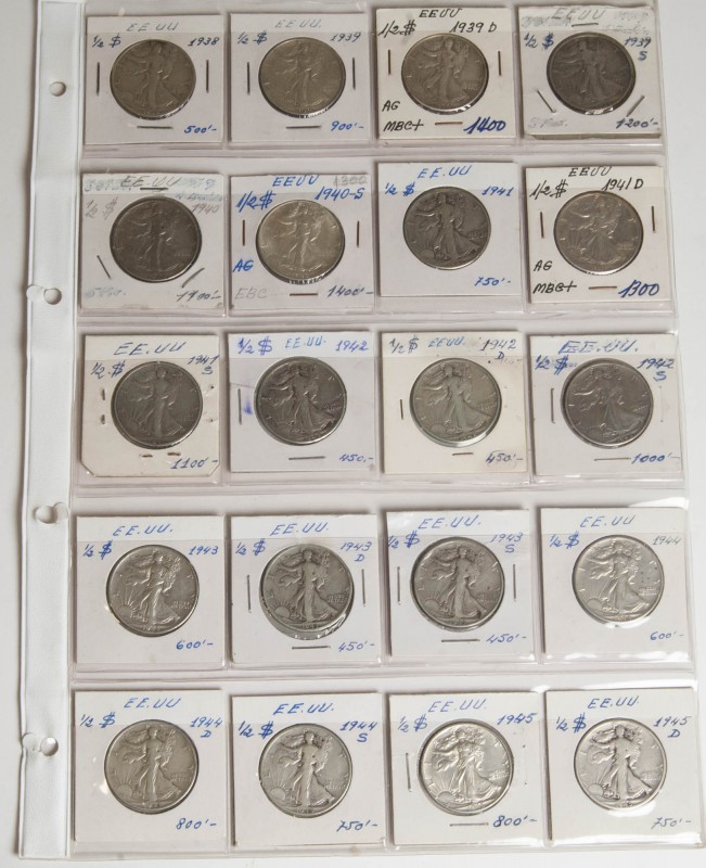 ESTADOS UNIDOS. Colección avanzada compuesta por 95 monedas de 1/2 Dollar. Conte...
