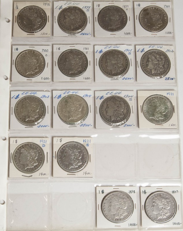 ESTADOS UNIDOS. Colección avanzada compuesta por 56 monedas de 1 Dollar tipo Mor...