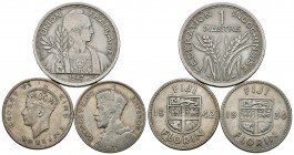 FIJI E INDOCHINA. Lote compuesto por 3 monedas de plata. FIJI 1 Florín 1934 Km#5, 1942 Km#13a e INDOCHINA 1 Piastra 1947 Km#32.1. Ar. MBC-/MBC+. A EXA...