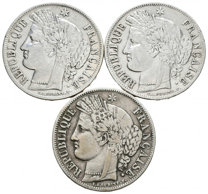 FRANCIA. Lote compuesto por 3 monedas de 5 Francs de plata. 1849, 1850 y 1851. P...