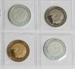 GRECIA. Conjunto de 4 monedas de Euro de 1996, incluyendo: 20 Euros (Ae 19,16g), 20 Euros (Ar 23,15g), 20 Euros "Piedfort" (Ar 47,29g) y 20 Euros (Ar ...