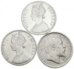INDIA BRITANICA. Lote compuesto por 3 monedas de Plata. 1 Rupia 1880 Km#492; 1882 Km#492 y 1906 Km#508. Ar. BC+/MBC-. A EXAMINAR.