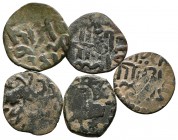 MONGOLIA. Jani Beg (1342-1343) Golden horde. 1 Pul. Sarai al Djedid. Lote 5 monedas. Ae. BC+/MBC-.