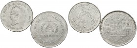 NEPAL. Lote compuesto por 2 monedas de Plata: 10 Rupee. 2025 (1968). Km#794 y 50 Rupee. 2038 (1981). Km#843. Ar. MBC+/EBC.