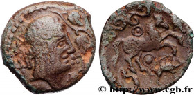 GALLIA - AULERCI EBUROVICES (Area of Évreux)
Type : Bronze à la tête d’Apollon et à la treille de vigne 
Date : c. 50-40 AC. 
Mint name / Town : Évreu...