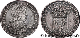 LOUIS XIV "THE SUN KING"
Type : Demi-écu, portrait à la mèche courte 
Date : 1643 
Mint name / Town : Paris, Monnaie de Matignon 
Quantity minted : 34...