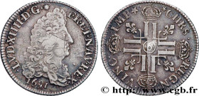 LOUIS XIV "THE SUN KING"
Type : Quart d'écu aux huit L, 1er type 
Date : 1691 
Mint name / Town : Rennes 
Metal : silver 
Millesimal fineness : 917  ‰...
