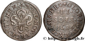 LOUIS XIV THE GREAT or THE SUN KING
Type : II sols 
Date : 1684 
Mint name / Town : Strasbourg 
Metal : billon 
Millesimal fineness : 458  ‰
Diameter ...