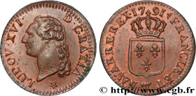 LOUIS XVI
Type : Sol dit "à l'écu" 
Date : 1791 
Mint name / Town : Lille 
Quantity minted : 469440 
Metal : copper 
Diameter : 30,5  mm
Orientation d...